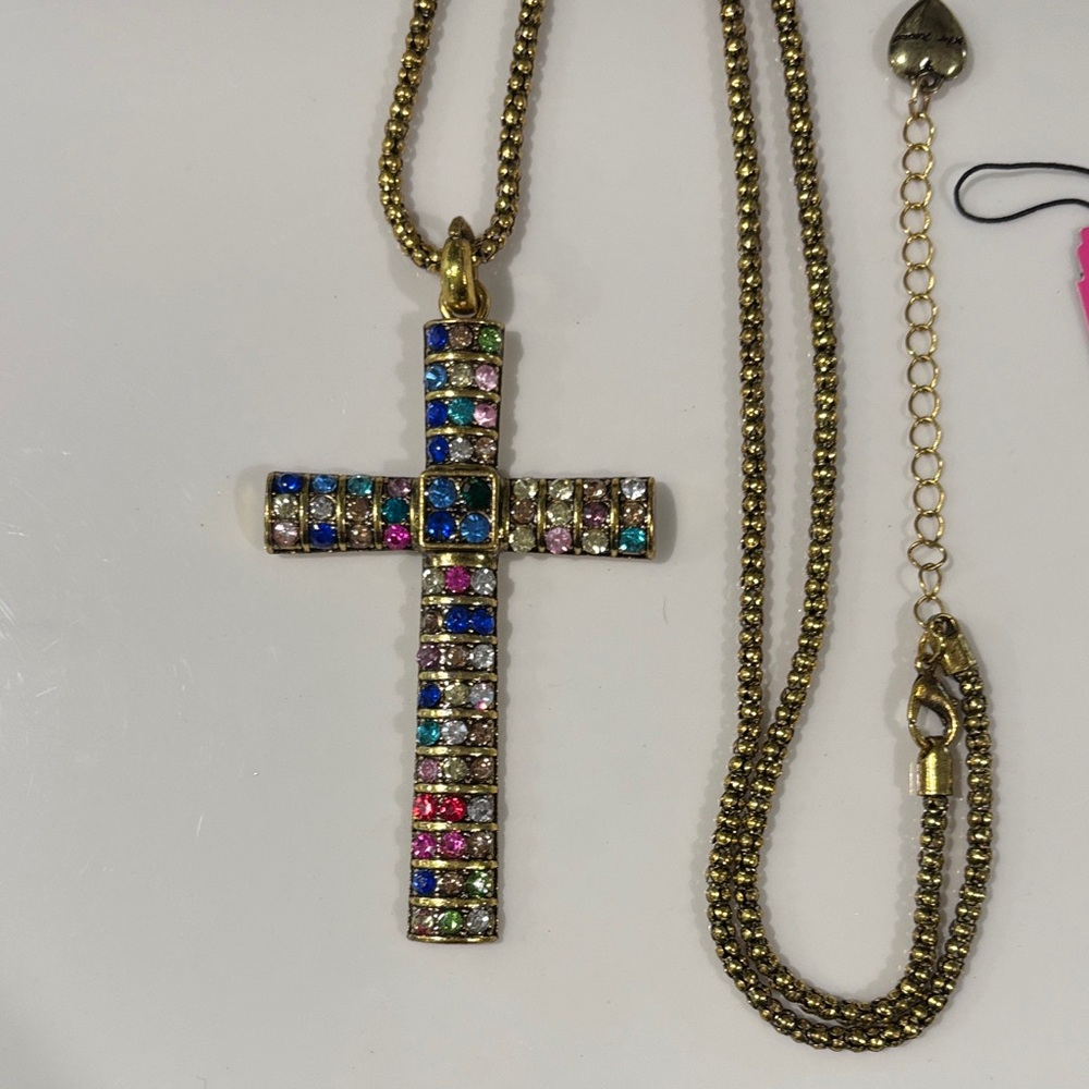 Vibrant Multicolor Cross Pendant Necklace